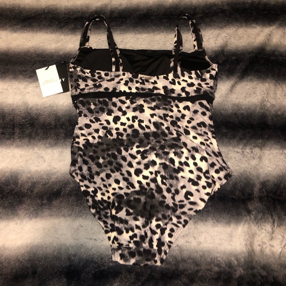 DKNY Animal Print Mesh Detail One Piece Swimsuit - Picture 9 of 15